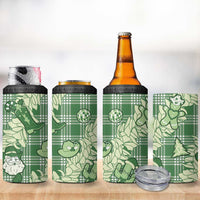 Green Palaka Hawaii Cowboy Christmas 4 in 1 Can Cooler Tumbler Paniolo Mix Maile Lei - Polynesian Pride