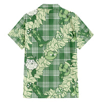 Green Palaka Hawaii Cowboy Christmas Family Matching Off The Shoulder Long Sleeve Dress and Hawaiian Shirt Paniolo Mix Maile Lei - Polynesian Pride