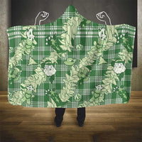 Green Palaka Hawaii Cowboy Christmas Hooded Blanket Paniolo Mix Maile Lei - Polynesian Pride