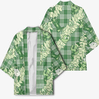 Green Palaka Hawaii Cowboy Christmas Kimono Paniolo Mix Maile Lei - Polynesian Pride