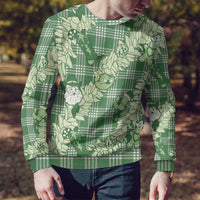 Green Palaka Hawaii Cowboy Christmas Ugly Christmas Sweater Paniolo Mix Maile Lei - Polynesian Pride