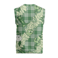 Green Palaka Hawaii Cowboy Christmas Knitted V-Neck Vest Paniolo Mix Maile Lei - Polynesian Pride