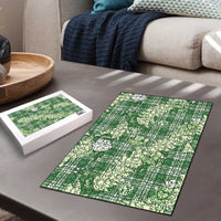 Green Palaka Hawaii Cowboy Christmas Puzzle Paniolo Mix Maile Lei - Polynesian Pride