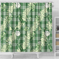 Green Palaka Hawaii Cowboy Christmas Shower Curtain Paniolo Mix Maile Lei - Polynesian Pride