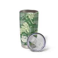 Green Palaka Hawaii Cowboy Christmas Tumbler Cup Paniolo Mix Maile Lei - Polynesian Pride