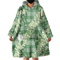 Green Palaka Hawaii Cowboy Christmas Wearable Blanket Hoodie Paniolo Mix Maile Lei - Polynesian Pride