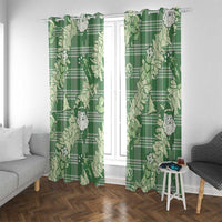 Green Palaka Hawaii Cowboy Christmas Window Curtain Paniolo Mix Maile Lei - Polynesian Pride