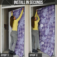 Purple Palaka Hawaii Cowboy Christmas Door Cover Paniolo Mix Maile Lei - Polynesian Pride