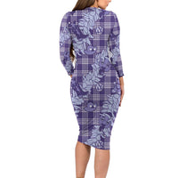 Purple Palaka Hawaii Cowboy Christmas Family Matching Long Sleeve Bodycon Dress and Hawaiian Shirt Paniolo Mix Maile Lei - Polynesian Pride