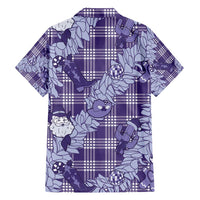 Purple Palaka Hawaii Cowboy Christmas Family Matching Short Sleeve Bodycon Dress and Hawaiian Shirt Paniolo Mix Maile Lei - Polynesian Pride
