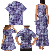 Purple Palaka Hawaii Cowboy Christmas Family Matching Tank Maxi Dress and Hawaiian Shirt Paniolo Mix Maile Lei - Polynesian Pride