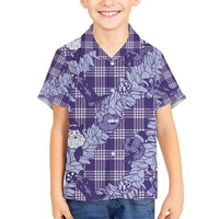 Purple Palaka Hawaii Cowboy Christmas Kid Hawaiian Shirt Paniolo Mix Maile Lei - Polynesian Pride