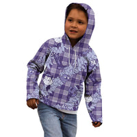 Purple Palaka Hawaii Cowboy Christmas Kid Hoodie Paniolo Mix Maile Lei - Polynesian Pride