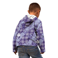 Purple Palaka Hawaii Cowboy Christmas Kid Hoodie Paniolo Mix Maile Lei - Polynesian Pride