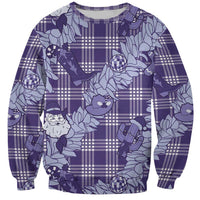Purple Palaka Hawaii Cowboy Christmas Sweatshirt Paniolo Mix Maile Lei - Polynesian Pride