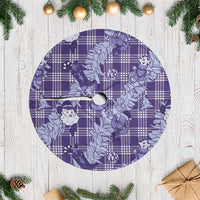 Purple Palaka Hawaii Cowboy Christmas Tree Skirt Paniolo Mix Maile Lei - Polynesian Pride