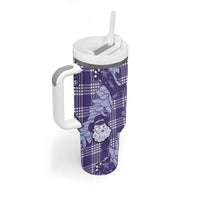Purple Palaka Hawaii Cowboy Christmas Tumbler With Handle Paniolo Mix Maile Lei - Polynesian Pride