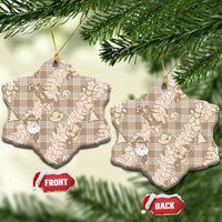 Khaki Palaka Hawaii Cowboy Christmas Ceramic Ornament Paniolo Mix Maile Lei - Polynesian Pride
