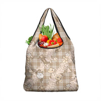 Khaki Palaka Hawaii Cowboy Christmas Grocery Bag Paniolo Mix Maile Lei - Polynesian Pride