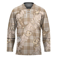 Khaki Palaka Hawaii Cowboy Christmas Hockey Jersey Paniolo Mix Maile Lei - Polynesian Pride