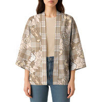 Khaki Palaka Hawaii Cowboy Christmas Kimono Paniolo Mix Maile Lei - Polynesian Pride