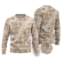 Khaki Palaka Hawaii Cowboy Christmas Ugly Christmas Sweater Paniolo Mix Maile Lei - Polynesian Pride