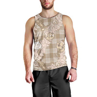 Khaki Palaka Hawaii Cowboy Christmas Men Tank Top Paniolo Mix Maile Lei - Polynesian Pride