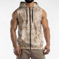 Khaki Palaka Hawaii Cowboy Christmas Sleeveless Zip Hoodie Paniolo Mix Maile Lei - Polynesian Pride