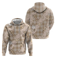 Khaki Palaka Hawaii Cowboy Christmas Zip Hoodie Paniolo Mix Maile Lei - Polynesian Pride