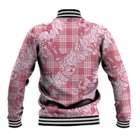Pink Palaka Hawaii Cowboy Christmas Baseball Jacket Paniolo Mix Maile Lei - Polynesian Pride