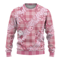 Pink Palaka Hawaii Cowboy Christmas Ugly Christmas Sweater Paniolo Mix Maile Lei - Polynesian Pride