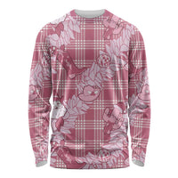 Pink Palaka Hawaii Cowboy Christmas Long Sleeve Shirt Paniolo Mix Maile Lei - Polynesian Pride