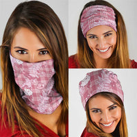 Pink Palaka Hawaii Cowboy Christmas Neck Gaiter Paniolo Mix Maile Lei - Polynesian Pride