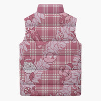 Pink Palaka Hawaii Cowboy Christmas Sleeveless Puffer Jacket Paniolo Mix Maile Lei - Polynesian Pride