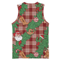 Red Palaka Hawaii Cowboy Christmas Basketball Jersey Paniolo Mix Maile Lei - Polynesian Pride