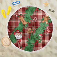 Red Palaka Hawaii Cowboy Christmas Beach Blanket Paniolo Mix Maile Lei - Polynesian Pride