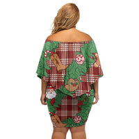 Red Palaka Hawaii Cowboy Christmas Family Matching Off Shoulder Short Dress and Hawaiian Shirt Paniolo Mix Maile Lei - Polynesian Pride