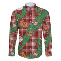 Red Palaka Hawaii Cowboy Christmas Family Matching Puletasi and Hawaiian Shirt Paniolo Mix Maile Lei - Polynesian Pride
