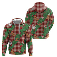 Red Palaka Hawaii Cowboy Christmas Hoodie Paniolo Mix Maile Lei - Polynesian Pride