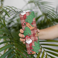 Red Palaka Hawaii Cowboy Christmas Skinny Tumbler Paniolo Mix Maile Lei - Polynesian Pride