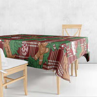 Red Palaka Hawaii Cowboy Christmas Tablecloth Paniolo Mix Maile Lei - Polynesian Pride