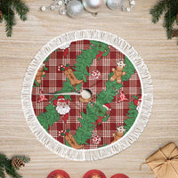 Red Palaka Hawaii Cowboy Christmas Tree Skirt Paniolo Mix Maile Lei - Polynesian Pride