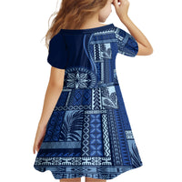 Samoa Siapo Motif Family Matching Short Sleeve Bodycon Dress and Hawaiian Shirt Classic Style - Bue Ver LT7 - Polynesian Pride