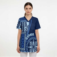 Samoa Siapo Motif Scrub Top Classic Style - Bue Ver - Polynesian Pride