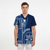 Samoa Siapo Motif Scrub Top Classic Style - Bue Ver - Polynesian Pride