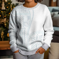 Samoa White Sunday Kid Ugly Christmas Sweater Classic Siapo Style LT7 - Polynesian Pride