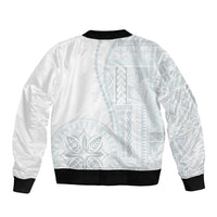 Samoa White Sunday Sleeve Zip Bomber Jacket Classic Siapo Style LT7 - Polynesian Pride