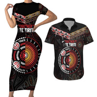 Aotearoa and Australia Indigenous Couples Matching Short Sleeve Bodycon Dress and Hawaiian Shirt Stand Together For Te Tiriti