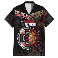 Aotearoa and Australia Indigenous Family Matching Summer Maxi Dress and Hawaiian Shirt Stand Together For Te Tiriti LT7 Dad's Shirt - Short Sleeve Black - Polynesian Pride