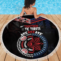 Aotearoa and Samoa Together For Te Tiriti Beach Blanket Kowhaiwhai Mix Siapo - Flag Color